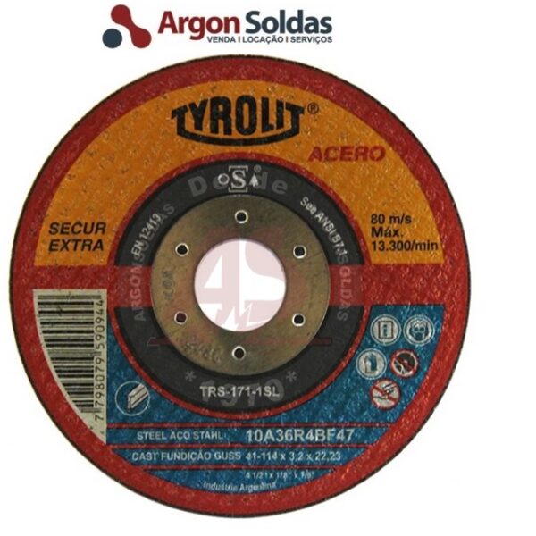 DISCO CORTE 41F 115X3,2X22,2 10A36R4BF47 TYROLIT SECUR EXTRA