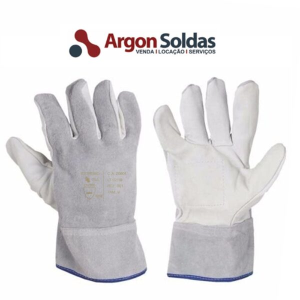 LUVA VAQUETA MISTA PALMA VAQUETA DORSO RASPA 7CM TAMANHO 9