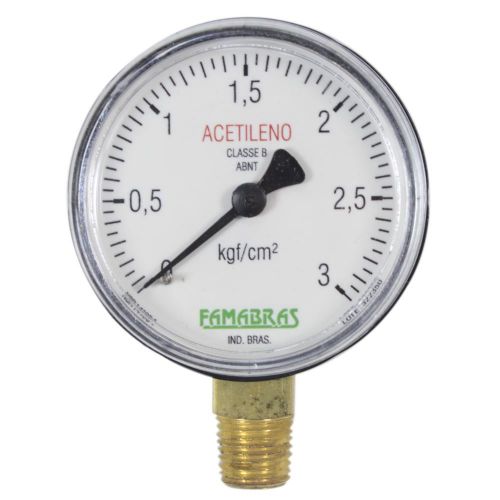 MANOMETRO COMUM 3 KGF ACETILENO