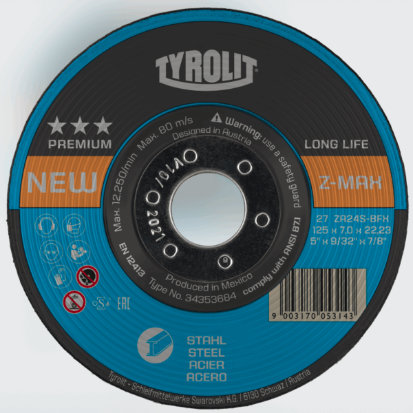 DISCO DESBASTE 27E 230X7X22,23 ZA24SBFX TYROLIT Z-MAX PREMIUM