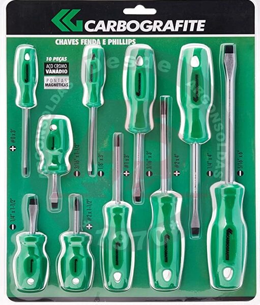 CHAVE FENDA/PHILLIPS 10PECAS CARBOGRAFITE