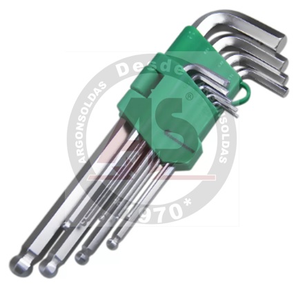 KIT 9 CHAVES HEXAGONAL ABAULADA LONGA CARBOGRAFITE