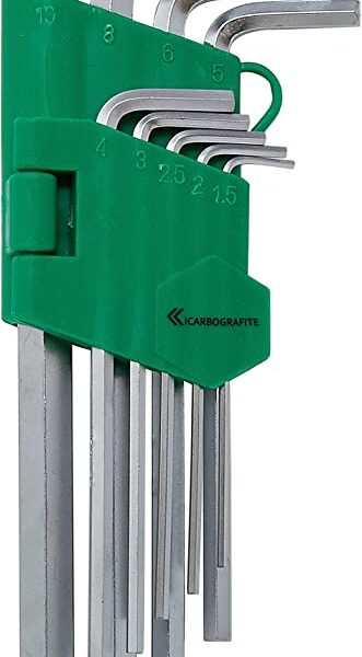 KIT 9 CHAVES HEXAGONAL LONGA CROMO VA CARBOGRAFITE