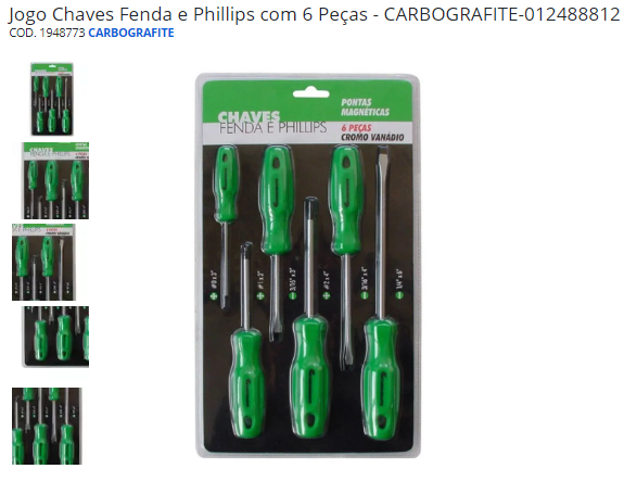 CHAVE FENDA/PHILLIPS 3PECAS CARBOGRAFITE