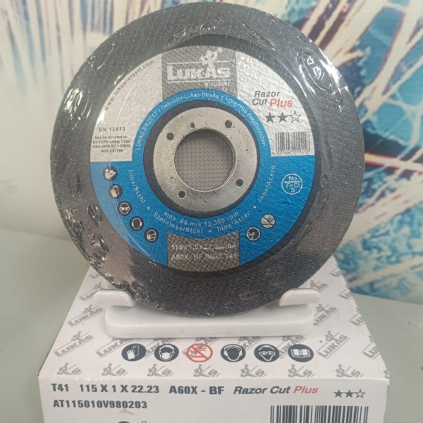 DISCO CORTE T41 115X1,0X22,23 A60X-BF INOX LUKAS RAZOR CUT PLUS